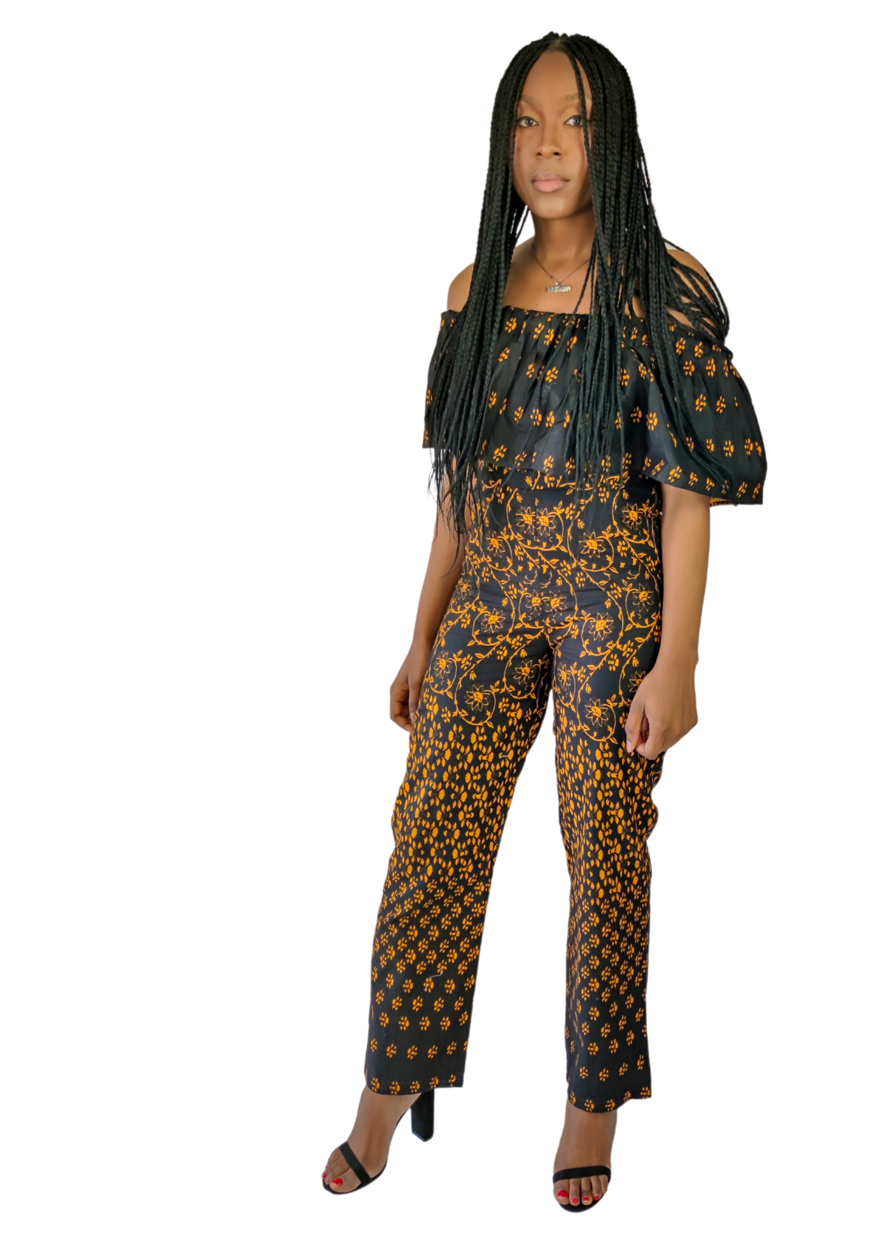 Jumpsuit volant black - MAWANDI | Fashion from Africa to the World